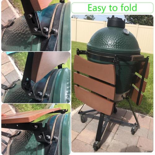 With Folding Side Shelves Table, Replacement Parts for BGE, Big Green Egg Large 18 Smoker Charcoal Grill, Outdoor Storage Side Table