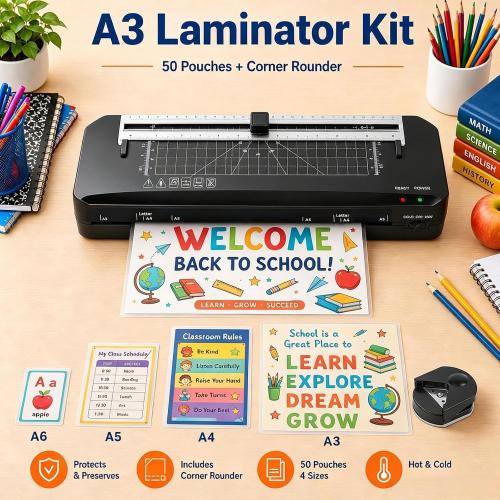 Laminator, A3 Laminator Machine with Built-in Trimmer