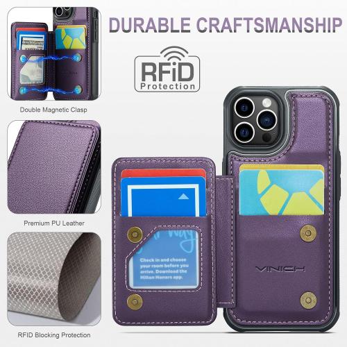 Vinich for iPhone 12 Pro Max Wallet Case with Card Holder, Purple