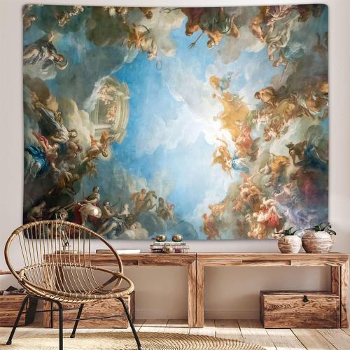 Sanzugh Retro Renaissance Tapestry, Vintage Greek Mythology Painting Art Ceiling Tapestries Wall Hanging for Bedroom College Dorm Living Room Office Decor 60X40, Unique Baroque Angel Poster Blanket