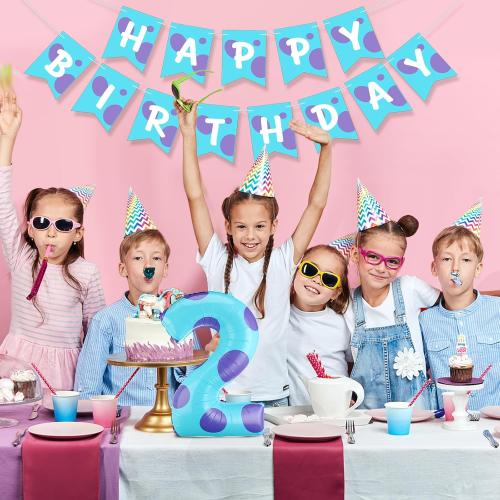Monster Number 2 Balloons 40 Inch Monster Theme Birthday Party Decorations Large Foil Balloons for Girls Boys Birthday Baby Shower Party Backdrop Celebration Supplies