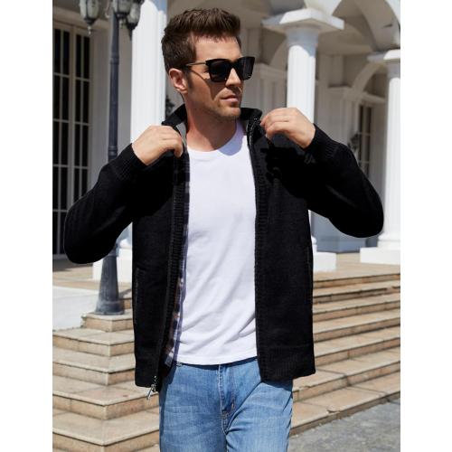 Size XL...Yeokou Men's Casual Slim Full Zip Thick Knitted Cardigan Sweaters with Pockets