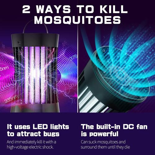 (WHITE )AICase Portable USB Electronic Rechargeable Mosquito Killer Lamp/Bug Zapper for Summer Trip,Outdoor Camping,Patio,Home and Garden,Trap Indoor,Moth Trap/Bug Killer/Mosquito Killer Light(white)