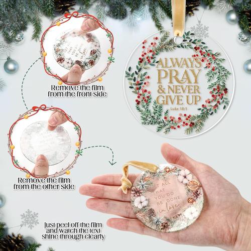 Thyle 36 Set Christian Appreciation Gift Acrylic Ornaments with Merry Christmas Cards Christmas Tree Decorations with Bibles Verse Gifts for Women Men Employee Family Church