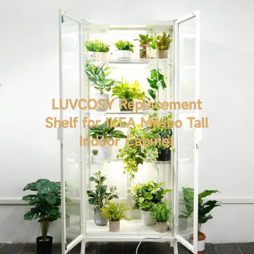 LUVCOSY Acrylic Shelves for IKEA Milsbo Tall Greenhouse Cabinet- 8mm Thick, Clear Acrylic Plant Corner Shelves Compatible with Tall IKEA Milsbo Glass Cabinet - 3 Pack Combo Set