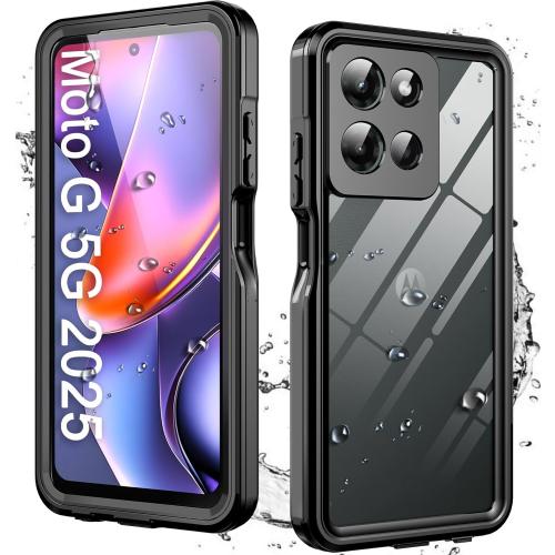 for Motorola Moto G 5G 2025 Case with Built-in Screen Protector, Waterproof Case Rugged Full Body Underwater Dustproof Shockproof Drop Proof Protective Cover, Black