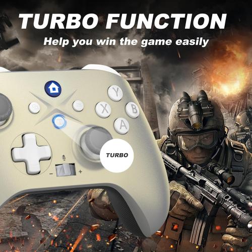 Silver Dinosoo Special Edition Wireless Controller for Xbox Series X/S/Xbox One, PC, Dual Vibration TURBO Function Headphone Jack Macro Function Lunar Shift - Upgrading with a PC before connecting to Xbox