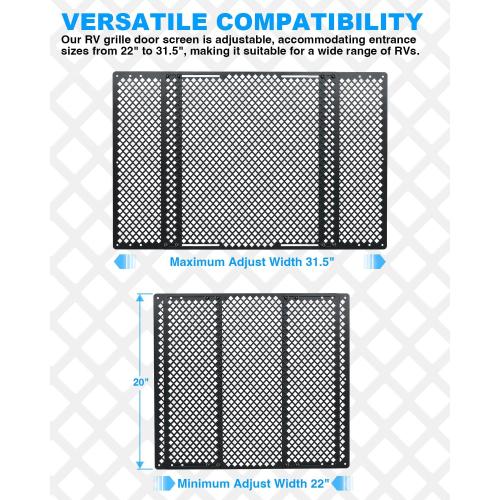 RV Screen Door Protector for Dogs, Adjustable RV Screen Door Pet Protector Guard, Black(Patented Design)