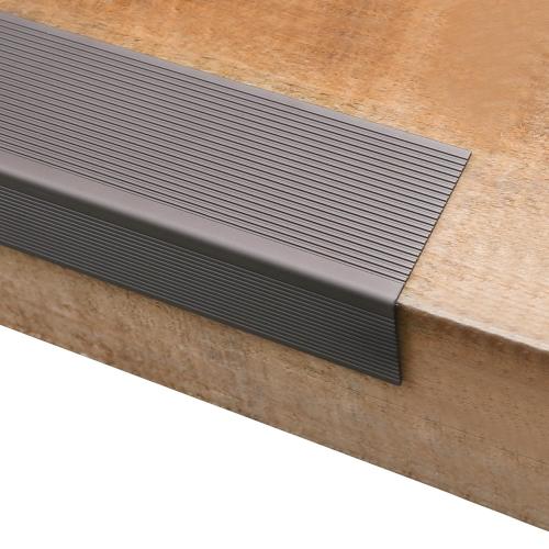 Non Slip Stair Nosing, Window Sill Nosing Plate, Staircase Ledge Guard, 10 Pieces Stair Edge Protector for Wood Stairs/Walking Surface, 1.5X 2 Aluminum Tread, 48inch Long, Coffee