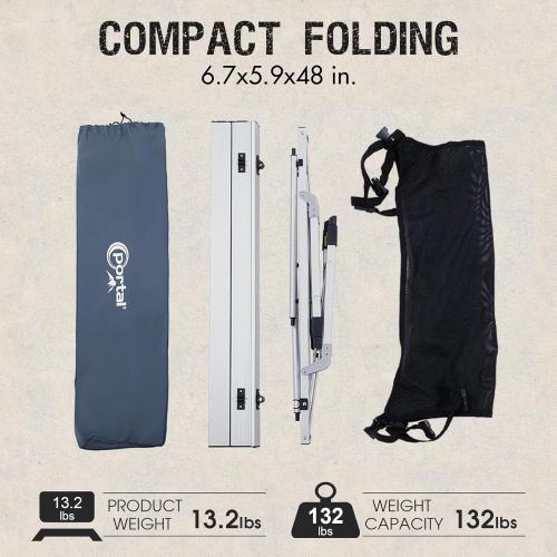 Portal Camping Table Portable Foldable with Adjustable Legs, Aluminum Folding Table Roll Up Table with Carrying Bag for Outdoor, Beach, Picnic, Backyards, BBQ and Party, Silver, Big