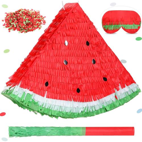 Sratte Watermelon Piñata Fruit Summer Theme Includes Stick Blindfold Confetti Small Fruit Piñata Birthday Party Decorations for Fiestas Summer Tropical Party Supplies Carnival Game