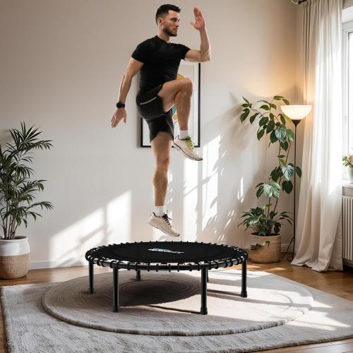 Jumpzylla Fitness Trampoline 40 or 48 | Foldable Mini Rebounder Trampoline for Adults with Bar | Durable, Quiet, Low-Impact Exercise Equipment for Indoor and Home Workouts (550 LBS Capacity)