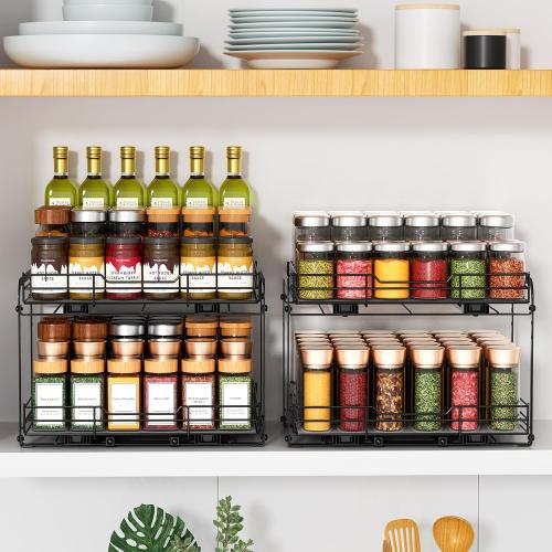 RCHYFEED Spice Rack Organizer for Cabinet, 1 Tier Slide out Spice Organization for Inside Cabinets & Pantry, Heavy Duty Adjustable Metal Spice Racks for Seasoning Organizer (13.5 Wx10.5 Dx9.5 H)
