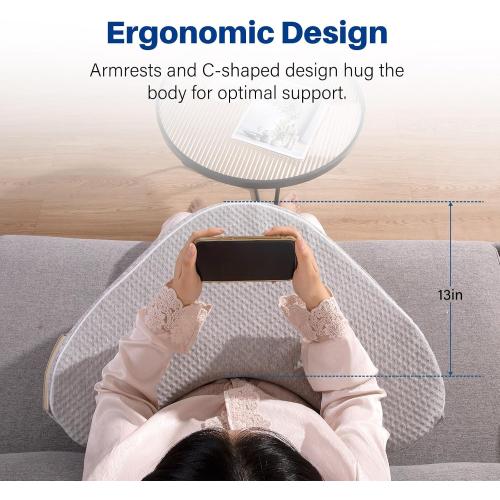 Reading Pillows for Sitting in Bed Adult, Soft Laptop Lap Desk, Cushy Desk, Extra Large Gaming Pillow with Pocket, Arm Rest Pillow for Couch Sofa Floor, Memory Foam Bed Rest Lap Pillow for Working (A)