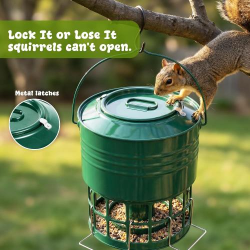 KOL Wild Bird Feeder, 8-10LBS Large Capacity Outdoor Hanging Feeder with 32 Access Holes, Locking Top Helps Reduce Squirrel Stealing, Easy to Clean, Attracts Cardinals Finches (Jasper)