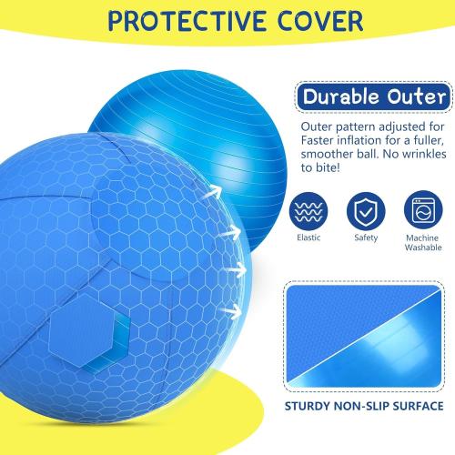 Herding Ball for Dogs and Horses,18 Jolly Ball for Dogs, Dog Herding Balls for Australian/German Shepherd, Improved Bite-Resistant, Agility Training Equipment Reinforced Sewing Dog Toys - Blue Medium