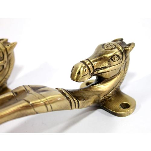 eSplanade Brass Door Handle Pair (2 pcs) | Home Decor | Door Decor | Pair of Brass Door Handles (Horse Head)