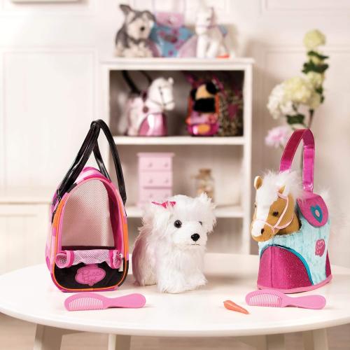Pucci Pups – Plush Horse – Dog Carrier – Heart & Stripes Bag & Pony – Comb & Purse – Stuffed Animal – 2  Years