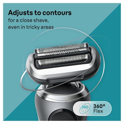 Braun Electric Shaver for Men, Series 7 7177cc, Wet & Dry Shave, Turbo & Gentle Shaving Modes, Waterproof Foil Shaver, Space Grey