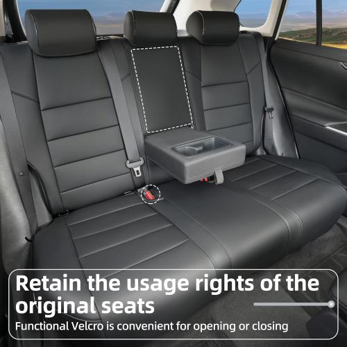 Lolcar RAV4 Seat Covers Custom Fit for Toyota RAV4(Gasoline) 2019 2020 2021 2022 2023 2024 2025 LE,XLE,XLE Premium,Limited,Airbag Compatible,Car Seat Cover Full Set for SUV, Waterproof Leather(Black)
