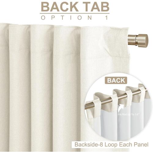 Beige White Total Blackout Curtains for Bedroom 102 Inches Long