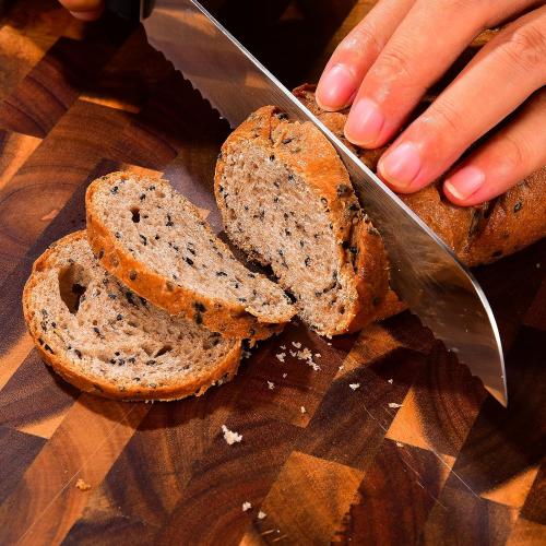 Bread Knife, Serrated 8 inch Bread Knifes for Homemade Bread Sourdough, Blade Razor Sharp and Wavy Edge from Professional Stainless Steel
