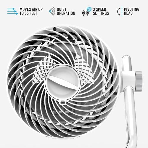 Vornado Pivot5 Whole Room Air Circulator Fan, Quiet, Powerful Fan for Office, Bedroom or Dorm Room, 3 Speeds, Adjustable Axis, Ice White