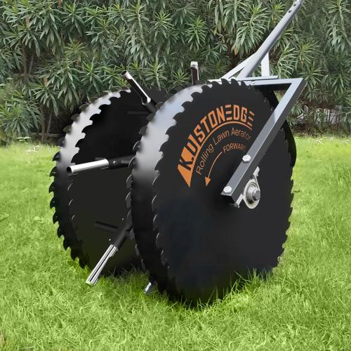 Black Patented Rolling Lawn Coring Aerator Yard Grass Pulling Plugs Manual Aeration Tool Push Roller Rotary Compacted Garden Soil Loosening
