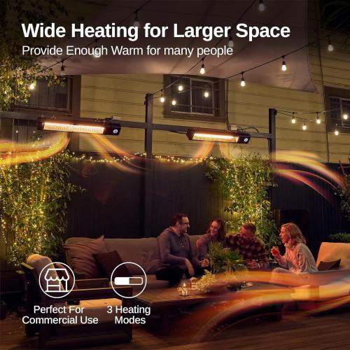 EAST OAK Patio Heater for Commercial Use, 3000W Wall Mounted Electric Infrared Heater, Outdoor Heaters for Patio, Outdoor Heater with IP65 Waterproof & Dustproof Remote Control Black 240V