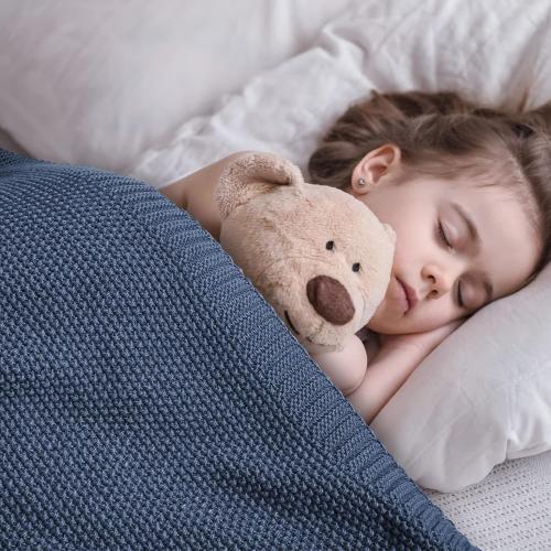 CozeCube Blue Throw Blanket for Couch, Soft Cozy Cable Knit Throw for Bed Sofa Living Room, Lightweight Warm Decorative Farmhouse Christmas Blanket, 50x60, Dusty Blue