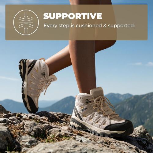 Size 8 Women's Color Grey NORTIV 8 Women's Waterproof Hiking Boots Outdoor Trekking Camping Trail Hiking Boot