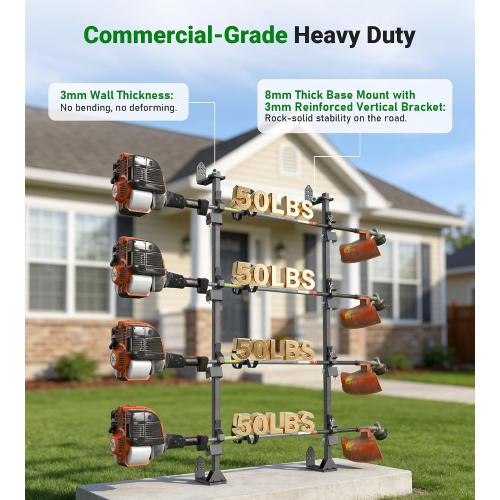 ELITEWILL Weedeater Rack for Open/Enclosed Trailers, Heavy-Duty 4 Place Commercial Trimmer Rack for Trailer Work Landscape Truck Holder Trailer Equipment Accessories Weed Eater Racks w/Lock