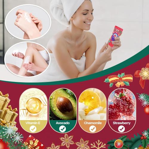 5 Pack Christmas Hand Cream & Body Lotion Gifts Set, Moisturizing Natural Scented Lotion Travel Size for Women, Holiday, Stocking Stuffers, Bridesmaid, Coworkers, Friends, Dry Cracked Hands