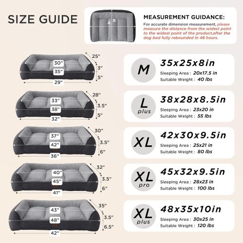 Bedsure Orthopedic Dog Beds Large Sized Dog - Extra Thick Supportive Large Dogs Bed with Waterproof Washable Cover, L Plus Comfort Pet Bed Sofa with Soft Plush Sherpa and Nonskid Bottom, Brown, 38