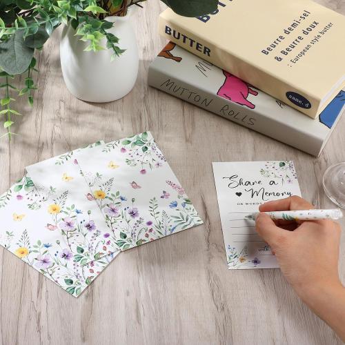 Fainne 25 Pcs Floral Share a Memory Cards with Celebration of Life Box Funeral Advice Cards Thank You Sympathy Holder Box Decor for Guest Funerals Memorial Service Farewell Remembrance Party Supplies