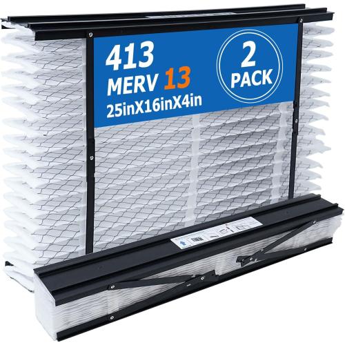 413 Replacement Filter Compatible with AprilAire Whole House Air Purifier 1410, 1610, 2410, 2416, 3410, 4400 Furnace Air Purifier, MERV 13 Filters, Size: 16x25x4, 2 Pack