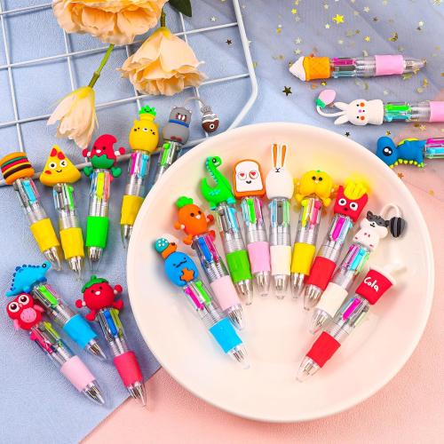CZWZ 20Pcs Mini Multicolor Pens in One 4-in-1 Cute Pens Bulk for Kids, Fun Kawaii Ballpoint Pens for Birthdays and Children's Party Favors Gifts Teacher School Supplies