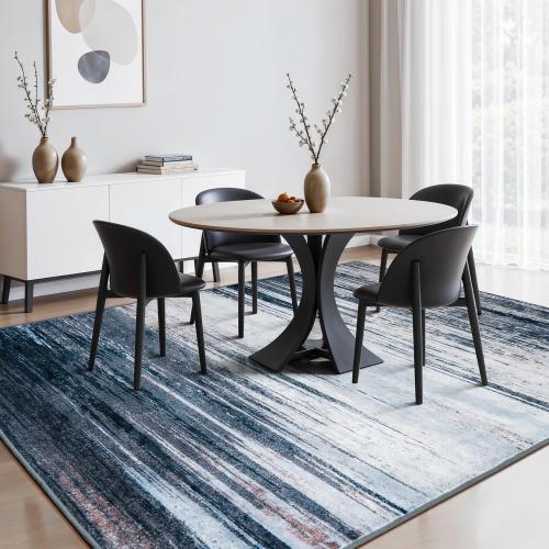 Size 8x10 Color Blue  Grey Area Rug, Washable Rug for Living Room, Non Slip, Soft Low Pile, Modern Abstract Blue Grey Rug for Bedroom, Dining Room, Home Office, Indoor Floor Carpet