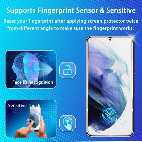 iAnder 3 Pack Glass Screen Protector for Galaxy S21, 3 Pack Camera Lens Protector with Easy Installation Tray, Supports Fingerprint Sensor, HD Retina Clarity, Case Friendly