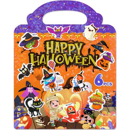 Halloween Reusable Sticker Books for Kids Stickers Books for Toddlers Preschool Learning Activities Busy Book for Girls Boys Travel Essentials Toys for Kids 2-6 Year Old (Halloween3)
