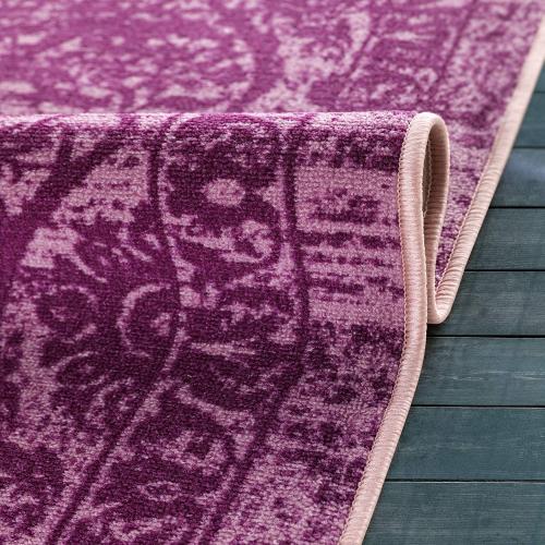 Antep Rugs Alfombras Non-Skid (Non-Slip) 6x9 Rubber Backing Floral Geometric Low Profile Pile Indoor Area Rugs (Purple, 6'7 x 9')