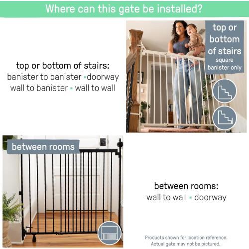 Ingenuity The Stairway  46W Series, 32-48 Wide, 32.5 Tall, Baby Gate for Stairs, Dog Gate Indoor with Door for Banister to Banister Installation - White Metal