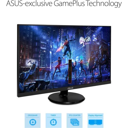 ASUS 27” 1080P Monitor (VA27DQ) - Full HD, IPS, 75Hz, Speakers, Adaptive-sync/FreeSync™, Low Blue Light, Flicker Free, VESA Mountable, Frameless, HDMI, VGA, DisplayPort, Tilt Adjustable, BLACK