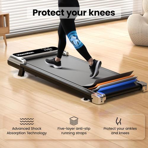 Walking Pad,Under Desk Treadmill with Incline,2.5HP Low Noise Walking Pad with Remote and LED Display,Portable Walking Pad with 265 lbs Weight Capacity,Under Desk Treadmill Home Office