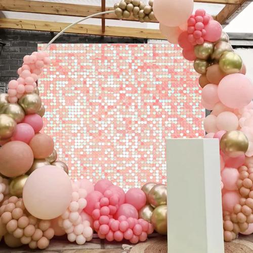 Gold Pink Shimmer Wall Backdrop 24 Panels Sequin Round Backdrop DIY Party Shiny Decor for Wedding Baby Shower Birthday Party gold pink ( see the pictures for the color)