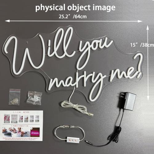 Will You Marry Me Neon Sign 25.2×15 Warm White with Lights for Proposal Wedding Decorations Large Marry Me Sign for Engagement, Romantic Neon Sign Wall Art for Wife (25 x 15)