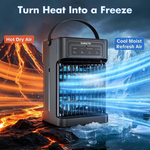 Portable Air Conditioners, 2026 Upgraded 4-IN-1 Quiet Portable AC Unit with Remote, 1100ML Tank Evaporative Air Cooler, 7 Color Light Personal Mini Air Conditioner