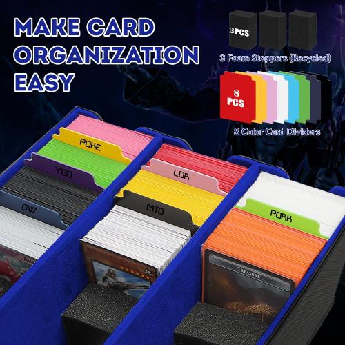Card Storage Box for Trading Cards, 2100  Card Deck Case with PU Leather and Magnetic Closure, TCG Storage Box, Suitable for MTG, YuGiOh, and Sports Cards, Includes 8 Card Dividers