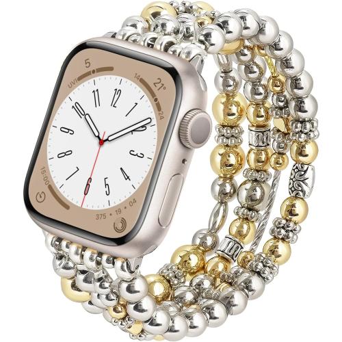 KOREDA Beaded Bracelet Compatible for Apple Watch Band 38mm 40mm 41mm 42mm 44mm 45mm 46mm Series 11 10 9 8 7 SE Women, Fashion Cute Handmade Elastic Beads Stretch Strap for iWatch Series 6/5/4/3/2/1