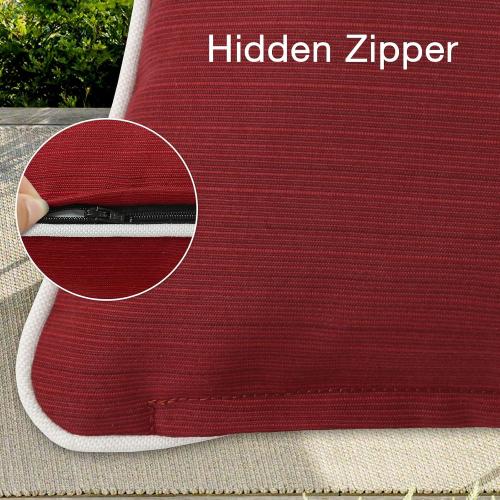 Decorative Outdoor Water Repellent Throw Pillows with Inserts, Set of 4, 20 x12 Pillows for Patio, Backyard, Bed, Couch, and Patio Furniture, Red